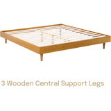 Queen size Mid-Century Modern Platform Bed Frame in Light Wood Finish