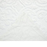 Queen Size OverSized 100% Cotton Chenille 3 PCS Coverlet Bedspread Set in White