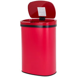 Red 13 Gallon Stainless Steel Motion Sensor Trash Can