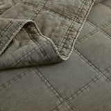 Full/Queen Size 3-Piece Sage Green Faded Stone Washed Cotton Quilt Set