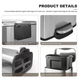 Set of 2 - 8 Gallon and 1.3 Gallon Stainless Steel Trash Can with Step-on Lid
