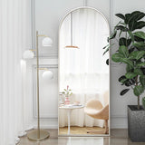 Silver 64-inch Arched Floor Mirror with Stand and Wall Hanging Screws