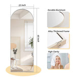 Silver 64-inch Arched Floor Mirror with Stand and Wall Hanging Screws