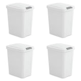 Set of 4 - White 8 Gallon Latch Top Kitchen Wastebasket Trash Can