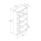 White 4-Shelf Bookcase with 2 Adjustable Shelves