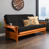 Studio8 Futon Wood Frame w/ Innerspring Mattress Set Folding Side Arms Sofa Bed Sleeper