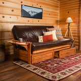 Studio8 Futon Wood Frame w/ Innerspring Cappuccino Mattress Set Folding Side Arms Sofa Bed Sleeper