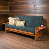 Studio8 Futon Wood Frame w/ Innerspring Mattress Set Folding Side Arms Sofa Bed Sleeper