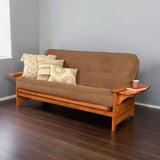 Studio8 Futon Wood Frame w/ Innerspring Peru Mattress Set Folding Side Arms Sofa Bed Sleeper