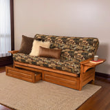 Studio8 Futon Wood Frame w/ Innerspring Wildlife Mattress Set Folding Side Arms Sofa Bed Sleeper