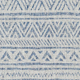 2 ft. x 3 ft. Blue Grey Chevron Coastal Boho Style Indoor Outdoor Area Rug