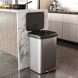 13-Gallon Silver Stainless Steel Step Trash Can with Soft Close Lid