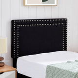 Set of 2 - Twin Dorm Style Black Tufted Upholstered Platform Bed with Headboard