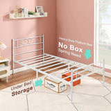 Twin size White Metal Platform Bed Frame with Headboard and Footboard