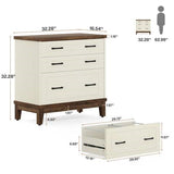 Vintage White/Rustic Brown 3 Drawer Filing Cabinet Printer Stand