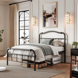 Twin Size Industrial Vintage Heavy Duty Steel Slat Bed Frame