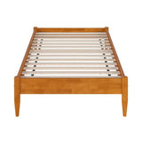 Twin XL size Solid Hardwood Platform Bed Frame in Natural Wood Finish