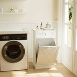 Trash Can Cabinet in White Wood Finish - Accommodates 10-Gallon Trash Bin
