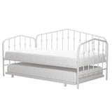 Twin size Modern Industrial White Metal Daybed with Trundle Bed Frame