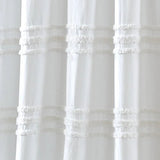 72-inch White Cotton Chenille Stripe Shower Curtain - Machine Washable