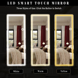 White 64-inch Full Length Floor Mirror with Stand and LED Light Strip