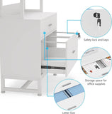 Home Office Lockable 2 Drawer Filing Cabinet Bookshelf in White Wood Finish