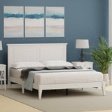 Queen Traditional Solid Oak Wooden Platform Bed Frame with Headboard in White