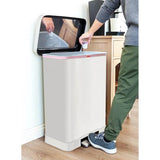 White 20-Gallon Stainless Steel Kitchen Trash Can with Step-on Lid