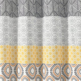 72-in. Yellow Black White Grey Floral Damask Boho Polyester Shower Curtain