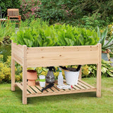 Solid Wood 2-Tier Raised Garden Bed Planter Box 4-ft x 2-ft x 32-inch High