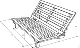 Chase 75" Traditional Full-Size Wood Futon Frame, Solid Pine Construction, in Java Brown Finish