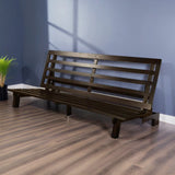 Chase 75" Traditional Full-Size Wood Futon Frame, Solid Pine Construction, in Java Brown Finish