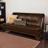 Colorado Reclaim Mocha Frame and Mattress Set w/ Choice of Fabrics, 7 Inch Innerspring Futon Sofa Bed Full Size Aspen Style