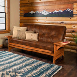 Studio8 Futon Wood Frame w/ Innerspring Havana Mattress Set Folding Side Arms Sofa Bed Sleeper