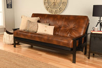 Queen Size Java "Futon Cover only"  Bonded Leather Havana Fits 6-8 inch Futons Mattress