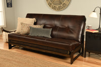 Colorado Reclaim Mocha Frame and Mattress Set w/ Choice of Fabrics, 7 Inch Innerspring Futon Sofa Bed Full Size Aspen Style