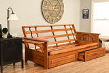 Full Size Phoenix Butternut Wood Futon Frame Choice to add Drawer set