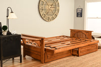 Full Size Phoenix Butternut Wood Futon Frame Choice to add Drawer set