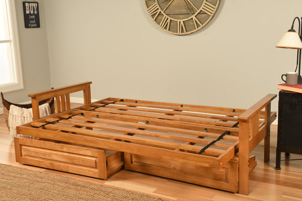 Full Size Eldorado Butternut Wood Futon Frame Choice to add Drawer set FutonX