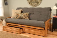 Full Size Eldorado Butternut Wood Futon Frame Choice to add Drawer set