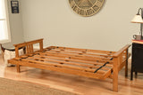 Queen Size Eldorado Butternut Wood Futon Frame Choice to add Drawer set