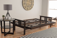 Queen Size Montreal Espresso Wood Futon Frame Choice to add Drawer set