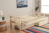 Full Size Monterey Antique White Wood Futon Frame Choice to add Drawer set