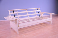 Full Size Phoenix Antique White Wood Futon Frame Choice to add Drawer set