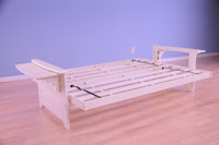 Full Size Phoenix Antique White Wood Futon Frame Choice to add Drawer set