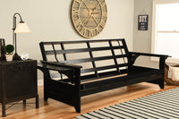 Full Size Phoenix Black Finish Wood Futon Frame Choice to add Drawer set