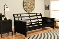 Full Size Phoenix Black Finish Wood Futon Frame Choice to add Drawer set