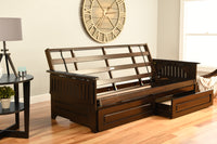 Full Size Phoenix Espresso Wood Futon Frame Choice to add Drawer set