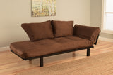 Spacely Bright Day Twin Size Bed Futon Black Metal Frame with Chocolate Mattress and Pillows