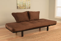 Spacely Bright Day Twin Size Bed Futon Black Metal Frame with Chocolate Mattress and Pillows